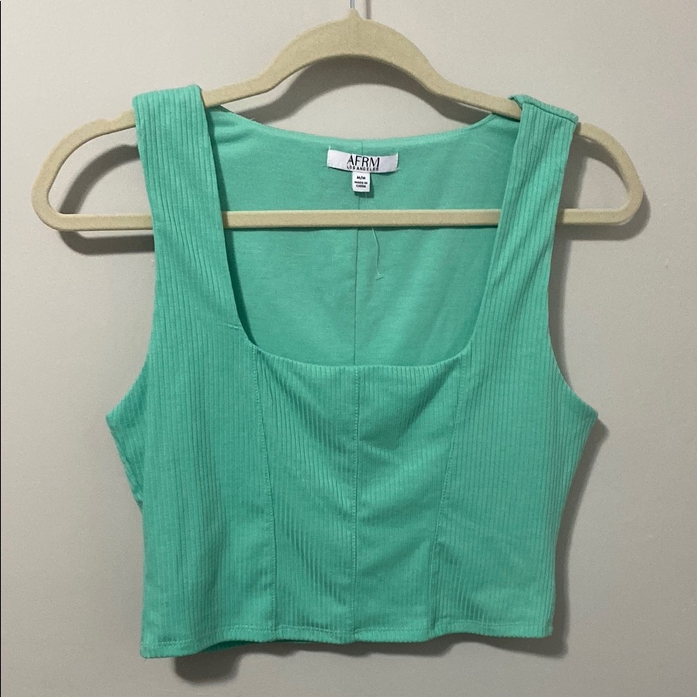 NWOT! AFRM Green Sleeveless Fitted Crop Tank Top
